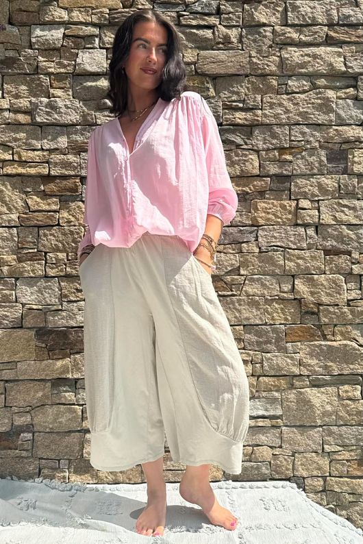 Shayle Indian Cotton Smock Shirt Sugar